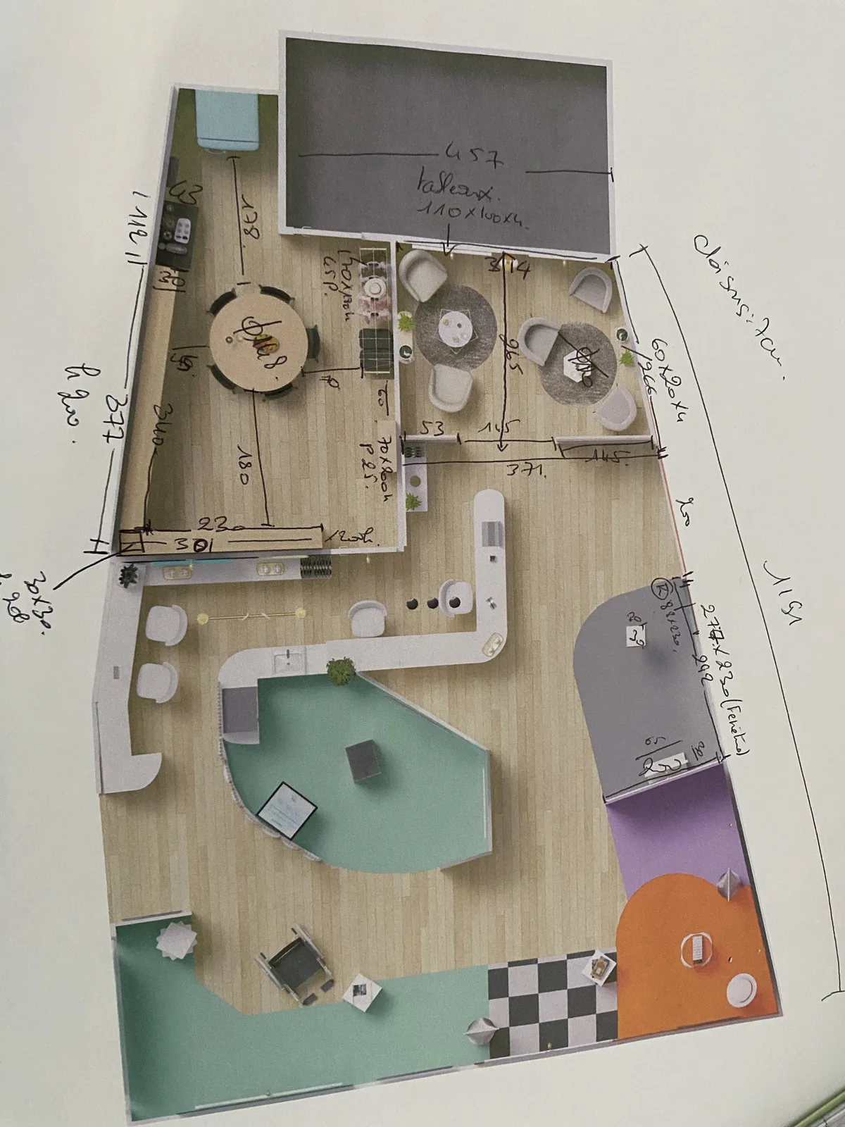 Plan 2D couleurs du stand Colgate Elmex pour le Palais des Congrès de Paris