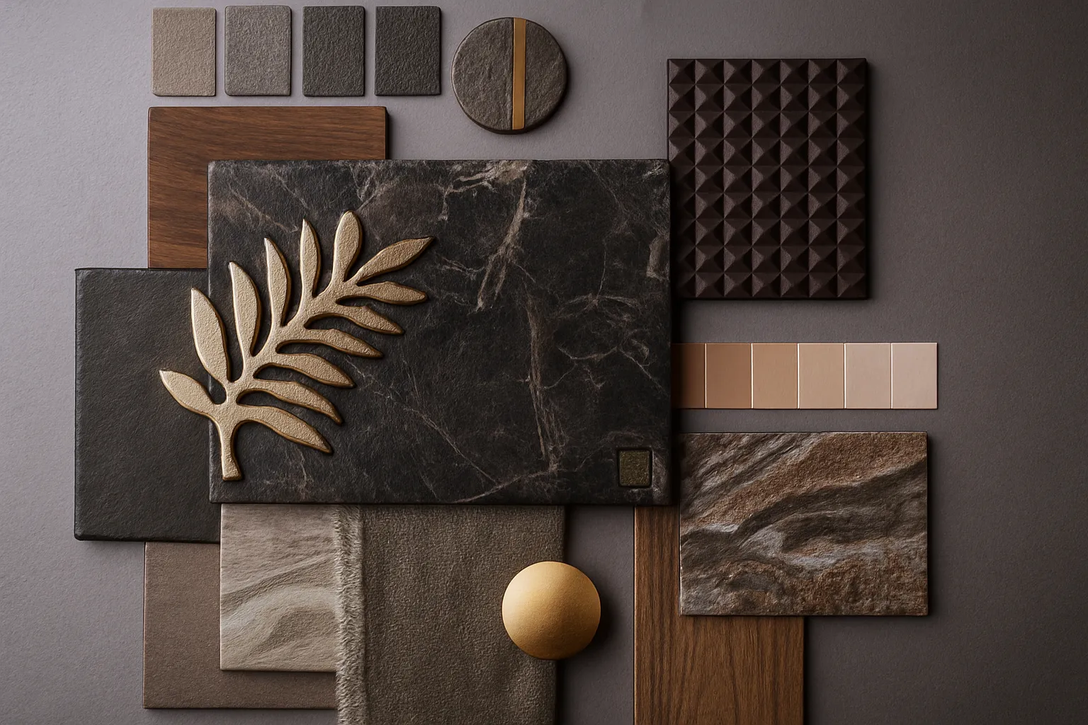 Planche matériaux réalisée par une décoratrice d'intérieur au Mans