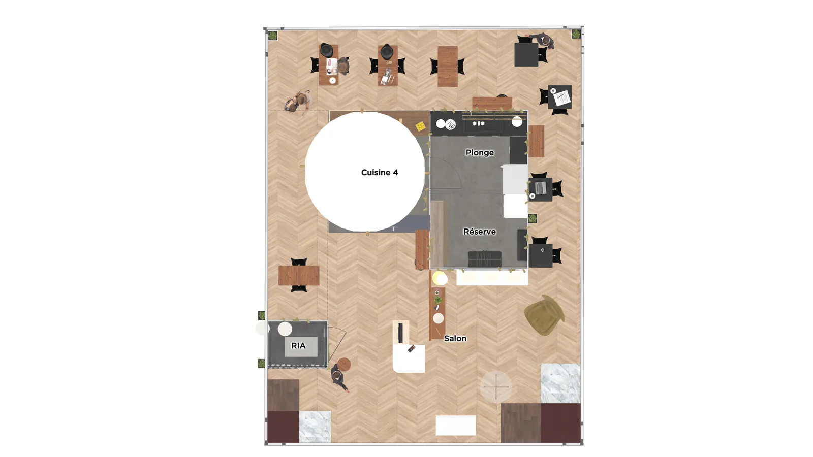Vue 3D de conception du stand Vorwerk Kobold et Thermomix - vue 1