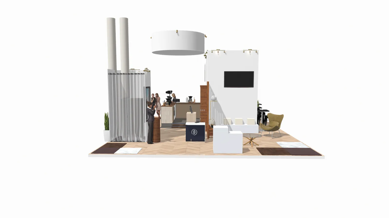 Vue 3D de conception du stand Vorwerk Kobold et Thermomix - vue 2