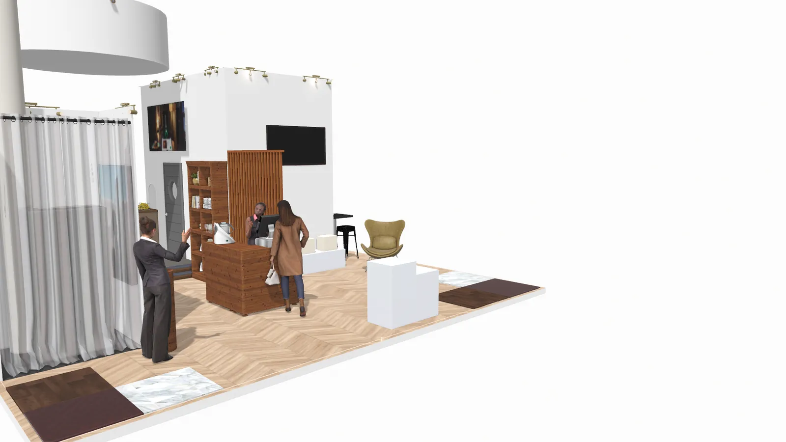 Vue 3D de conception du stand Vorwerk Kobold et Thermomix - vue 6